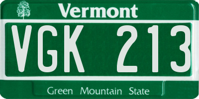 VT license plate VGK213