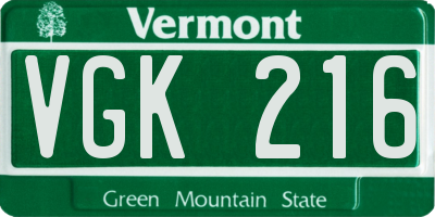 VT license plate VGK216