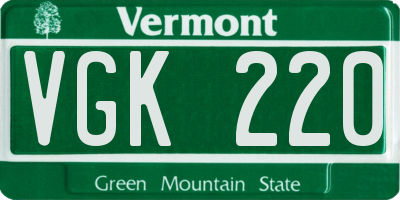 VT license plate VGK220