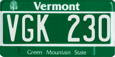 VT license plate VGK230