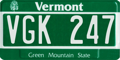 VT license plate VGK247
