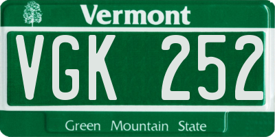 VT license plate VGK252