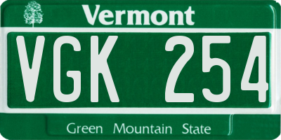 VT license plate VGK254