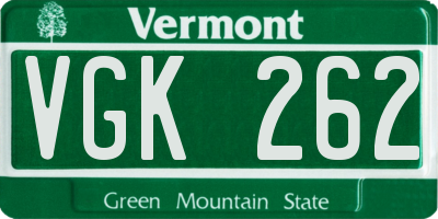VT license plate VGK262