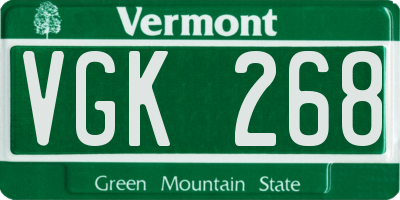 VT license plate VGK268