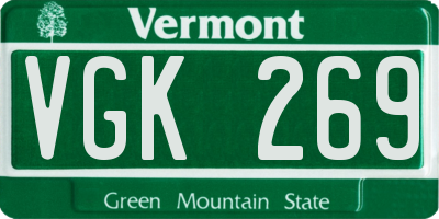 VT license plate VGK269