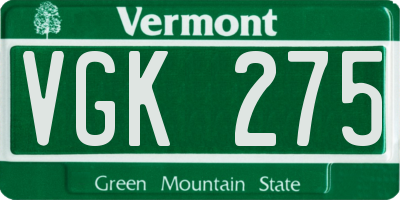 VT license plate VGK275