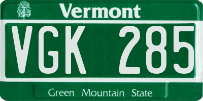 VT license plate VGK285