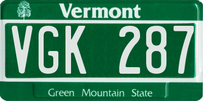 VT license plate VGK287