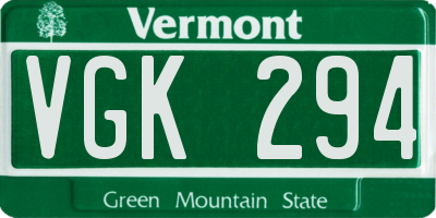 VT license plate VGK294