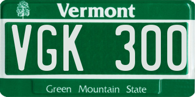 VT license plate VGK300