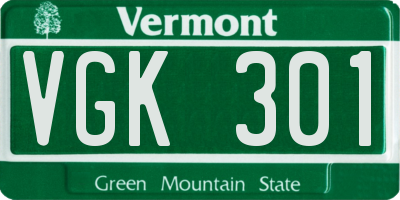 VT license plate VGK301