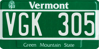 VT license plate VGK305