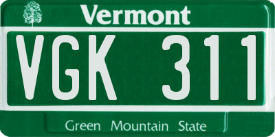 VT license plate VGK311