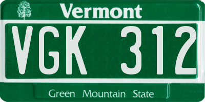 VT license plate VGK312