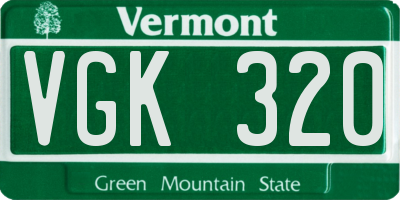 VT license plate VGK320