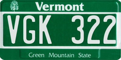 VT license plate VGK322