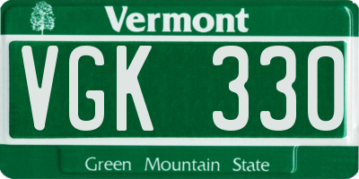 VT license plate VGK330