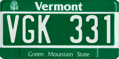 VT license plate VGK331