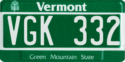 VT license plate VGK332