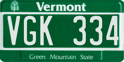 VT license plate VGK334