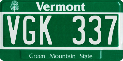 VT license plate VGK337
