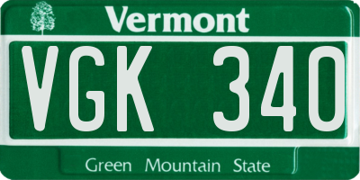 VT license plate VGK340