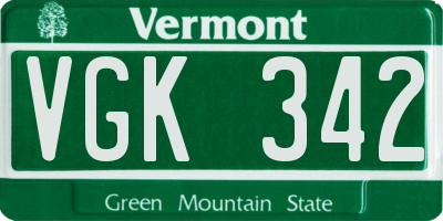 VT license plate VGK342