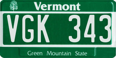 VT license plate VGK343