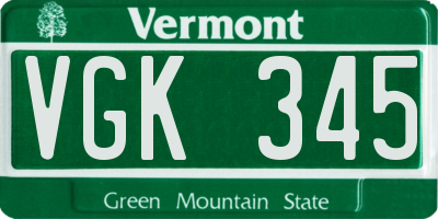 VT license plate VGK345