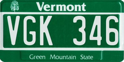 VT license plate VGK346