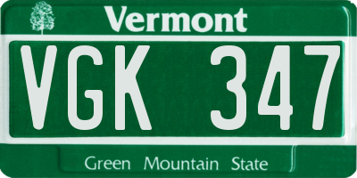 VT license plate VGK347