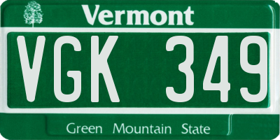 VT license plate VGK349