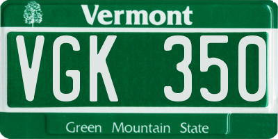 VT license plate VGK350
