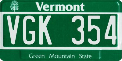 VT license plate VGK354