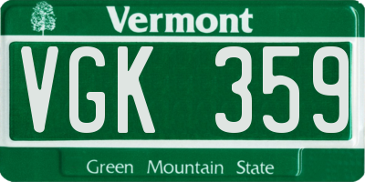 VT license plate VGK359