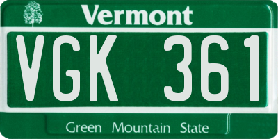 VT license plate VGK361