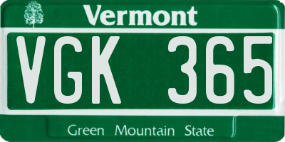 VT license plate VGK365