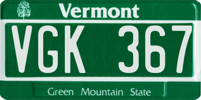 VT license plate VGK367