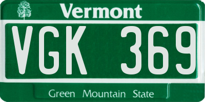 VT license plate VGK369