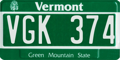 VT license plate VGK374