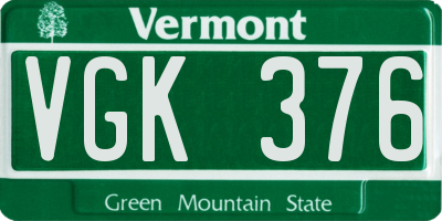 VT license plate VGK376