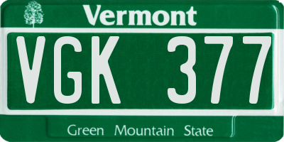 VT license plate VGK377