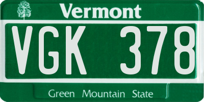 VT license plate VGK378