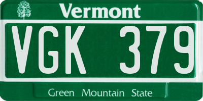 VT license plate VGK379