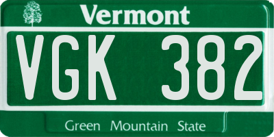 VT license plate VGK382