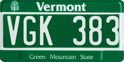 VT license plate VGK383