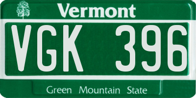 VT license plate VGK396