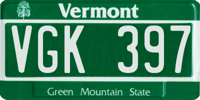 VT license plate VGK397