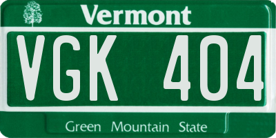 VT license plate VGK404